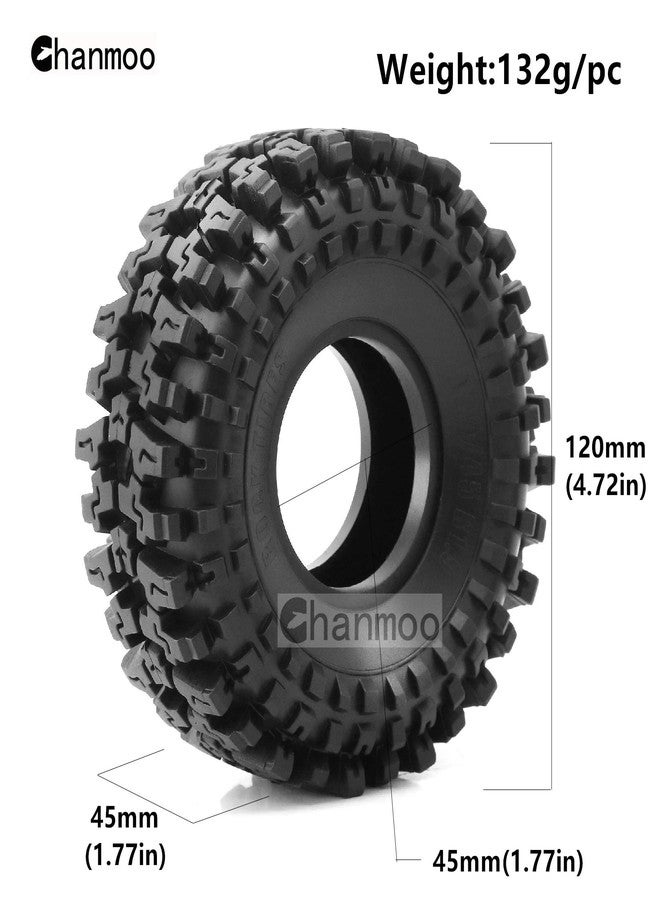 Chanmoo 1.9 RC Crawler Tires With Foam Insert 1/10 Soft Rubber Mud Grappler Wheels Tyres OD 4.72" For 1:10 Rock Crawler Car Traxxas TRX4 Axial SCX10 II RC4WD D90 TF2 Tamiya CC01 Gen8 1.9" Rims 4PCS - Image 2